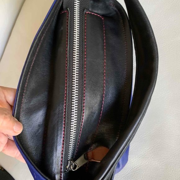 Genuine blue leather shoulder bag - Picture 4 of 6